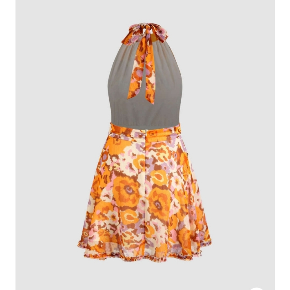 FLORAL TYE DYE MINI HALTER DRESS - Picture 2 of 2